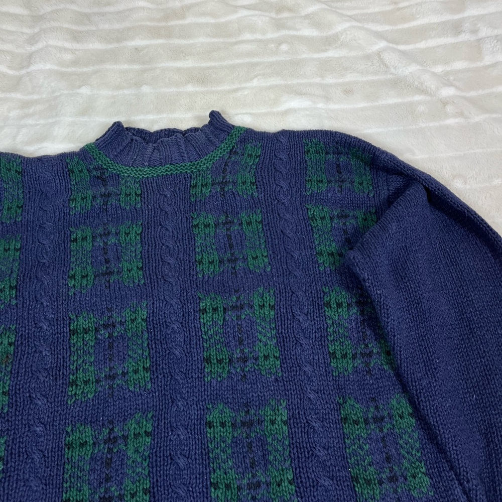 VTG Talbots M Ramie Cotton Blend Blue Green 90s Practical Magic Core Sweater